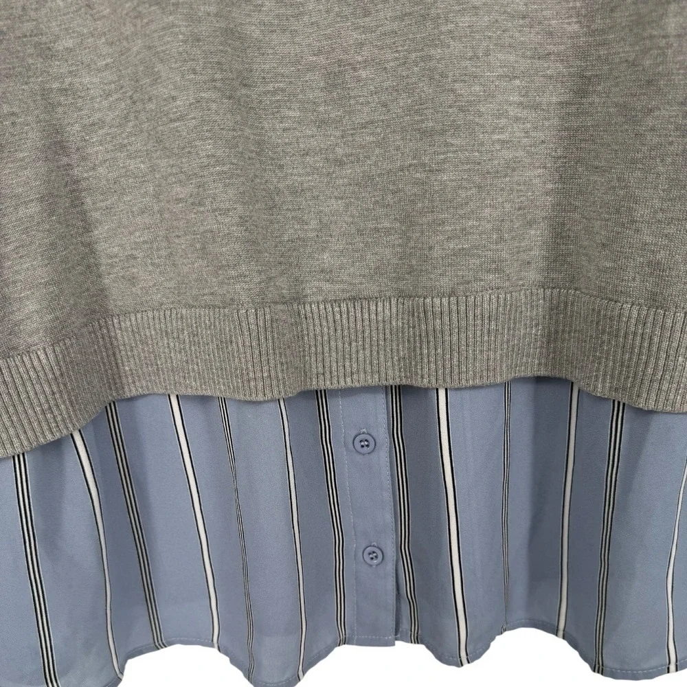 Adrianna Papell Womens 2-in-1 Mixed Media Layered Sweater Top Gray Blue Size 2X - Picture 9 of 14